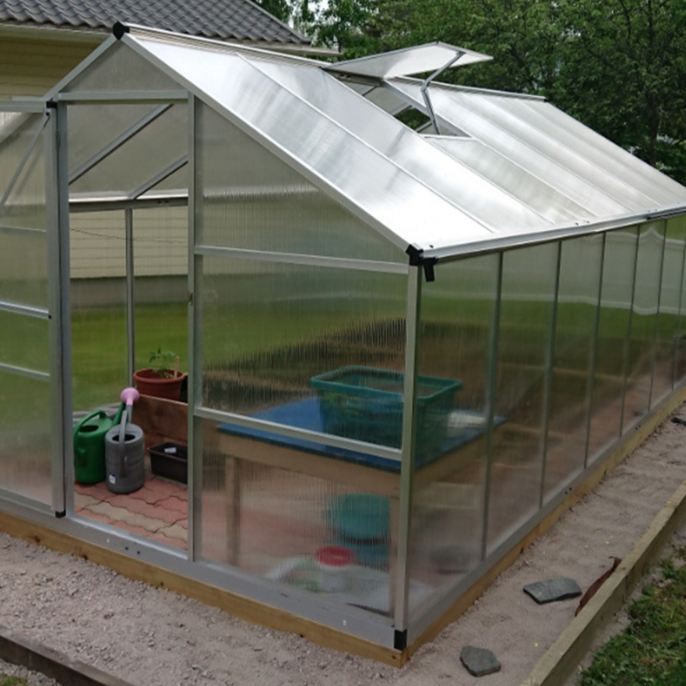 250-7 422x250x195cm Aluminium Single Hinged Door Walk-in Polycarbonate Greenhouse