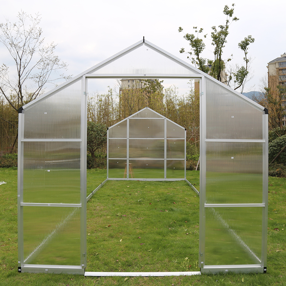 DB250-10 542x250x226cm Polycarbonate Walk-in Double Hinged Door Greenhouse