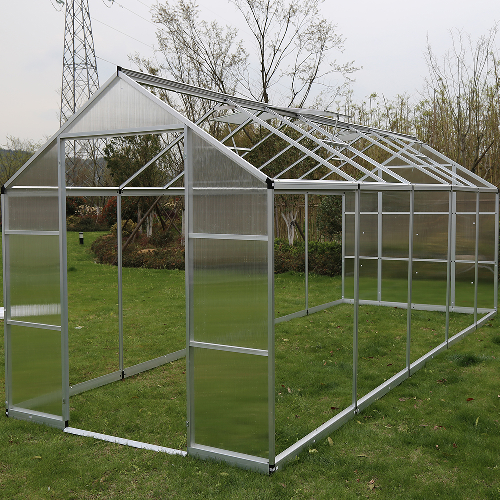 DB250-10 542x250x226cm Polycarbonate Walk-in Double Hinged Door Greenhouse