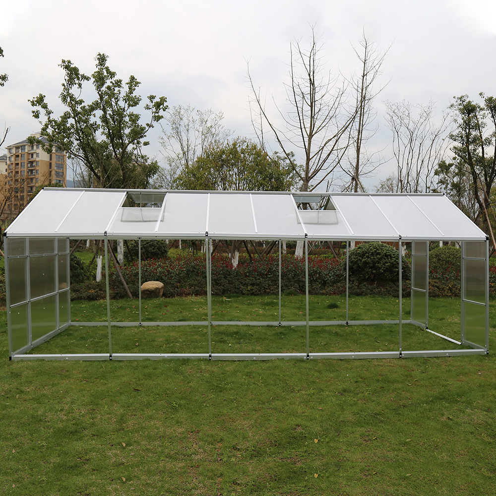 DB250-10 542x250x226cm Polycarbonate Walk-in Double Hinged Door Greenhouse