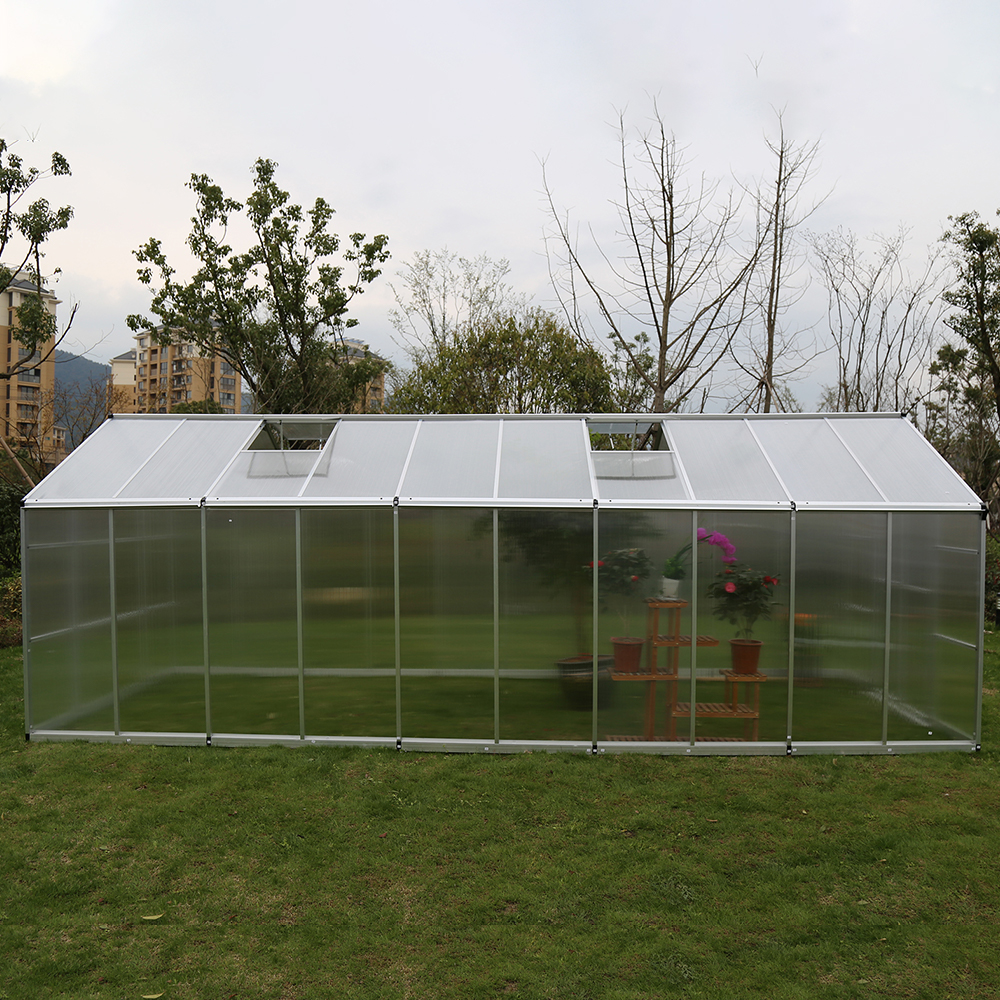 DB250-10 542x250x226cm Polycarbonate Walk-in Double Hinged Door Greenhouse