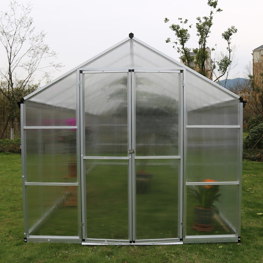 DB250-10 542x250x226cm Polycarbonate Walk-in Double Hinged Door Greenhouse