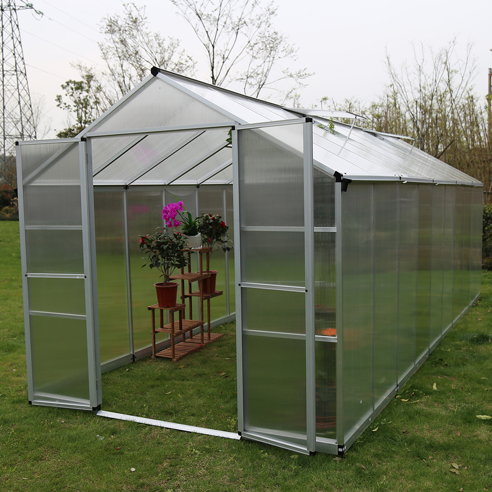 DB250-10 542x250x226cm Polycarbonate Walk-in Double Hinged Door Greenhouse