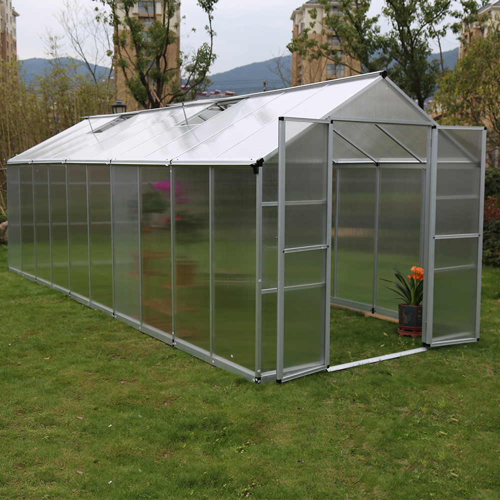 DB250-10 542x250x226cm Polycarbonate Walk-in Double Hinged Door Greenhouse