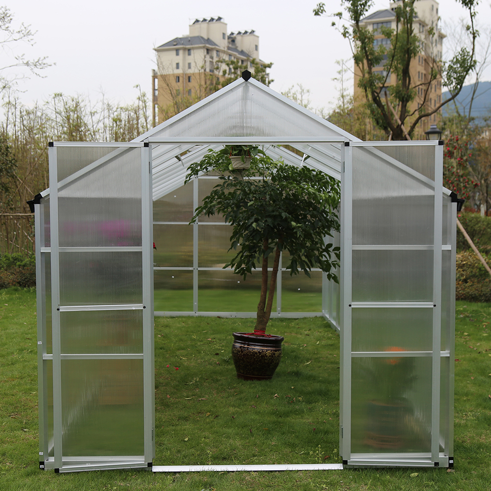 DB250-10 542x250x226cm Polycarbonate Walk-in Double Hinged Door Greenhouse