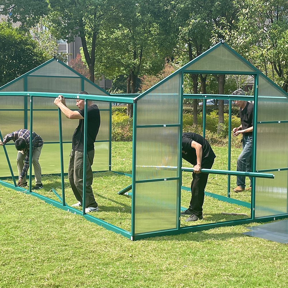 DB250-6 362x250x226cm Double Hinged Door Green House With Drainage System