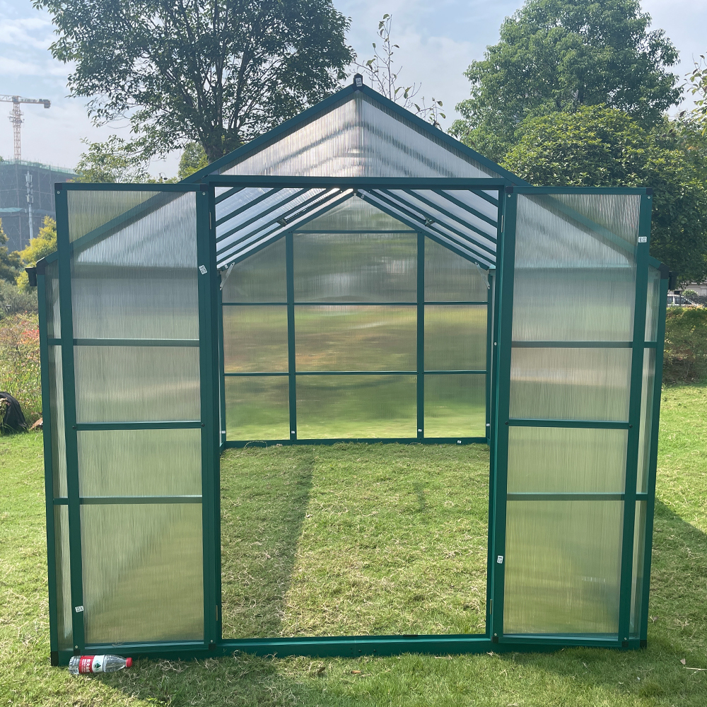 DB250-6 362x250x226cm Double Hinged Door Green House With Drainage System