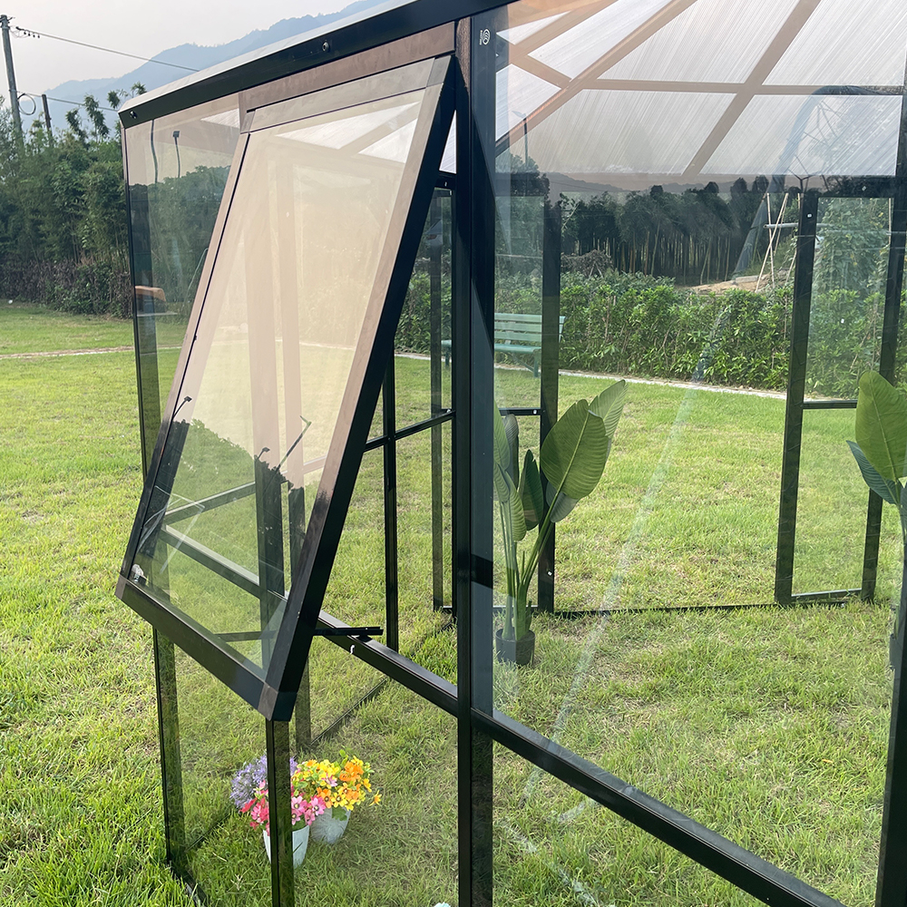 180x180x228cm Hexagonal Double Hinged Door Glass Greenhouse