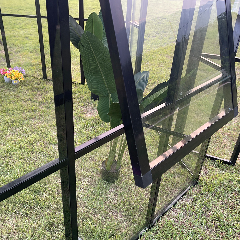 180x180x228cm Hexagonal Double Hinged Door Glass Greenhouse