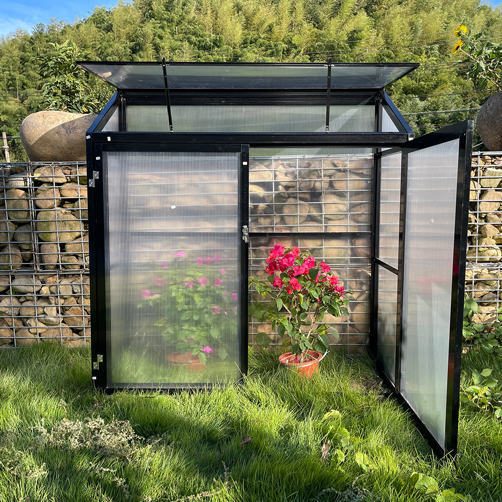 LB-LG-01 130x52x140cm Sliding Door Transparent Lean-to Green House