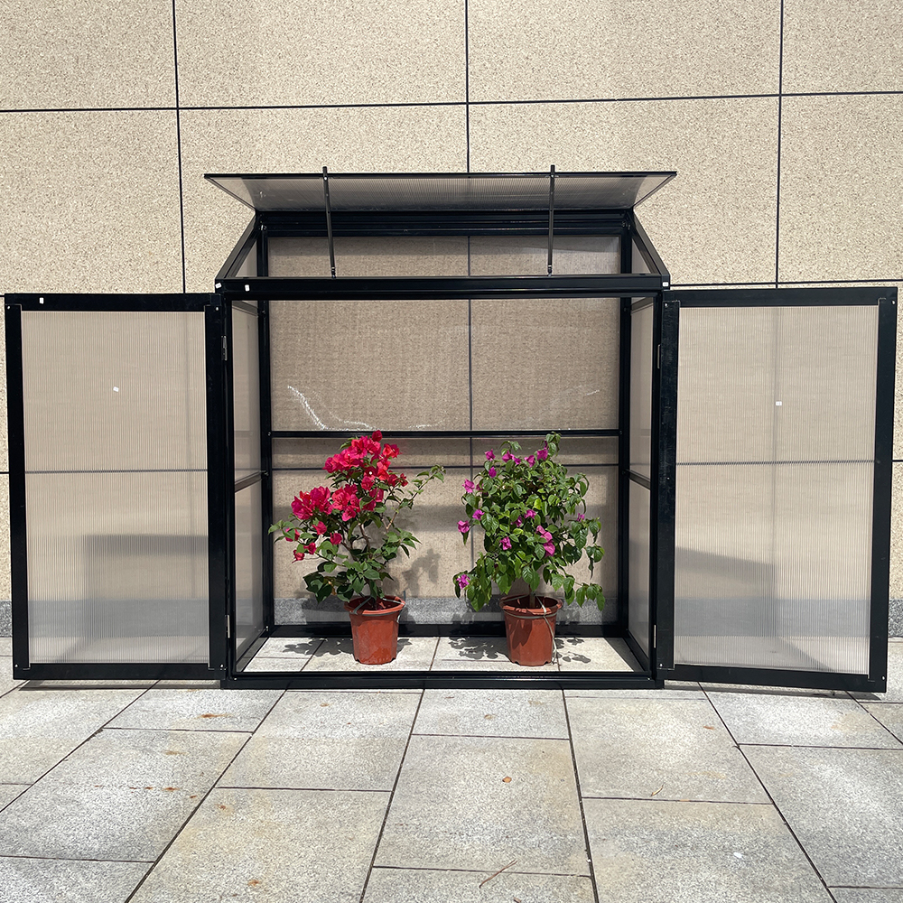 LB-LG-01 130x52x140cm Sliding Door Transparent Lean-to Green House